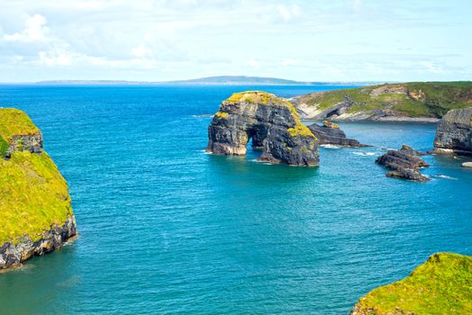 beautiful view of the virgin rock with cliffs and headland on the wild atlantic way