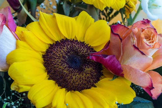 A bouquet of colourful flowers.