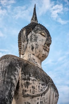 Close up of Buddha statue in Sukothai historical park, Wat Mahatat, Thailand