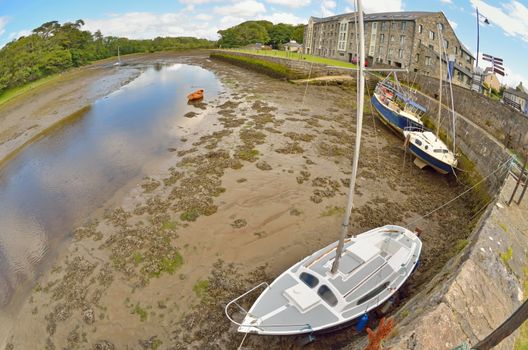 Summer landscape with old boats in Ireland  county