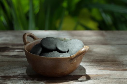 close up view of gray stones on color back