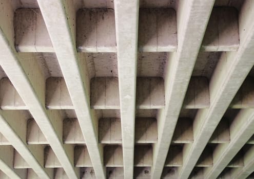 Concrete construction for highway bridge from beneath