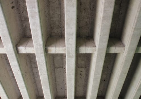 Concrete construction for highway bridge from beneath