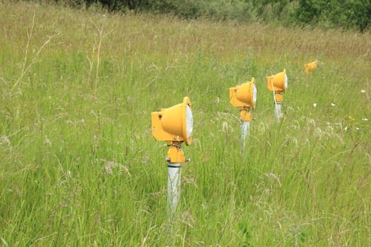 Horizontal line of runway landing lights