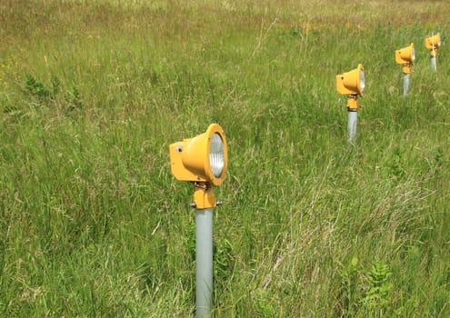 Horizontal line of runway landing lights