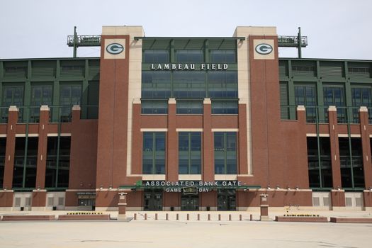 Entrance to historic Lambeau Field in Wisconsin. The Packers NFL stadium is sometimes referred to as the "Frozen Tundra"