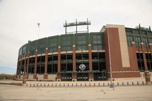 Historic Lambeau Field in Wisconsin. The Packers NFL stadium is sometimes referred to as the Frozen Tundra.