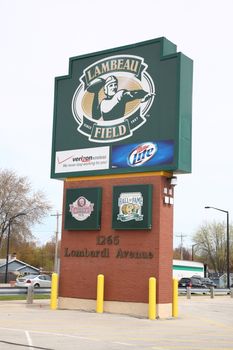 Historic Lambeau Field in Wisconsin. The Packers NFL stadium is sometimes referred to as the Frozen Tundra.