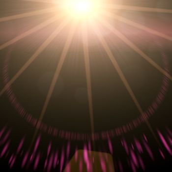 An image of a sun with rays ands sparkles background
