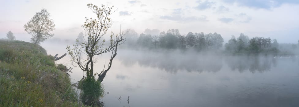 blue lake with cloudy sky, nature series