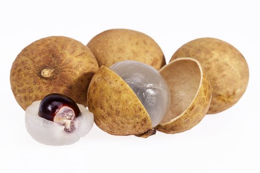 some fruits of longan isolated on white background.