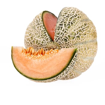 Melon cantaloupe isolated on white background.