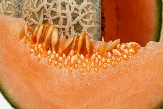 Melon cantaloupe isolated on white background.