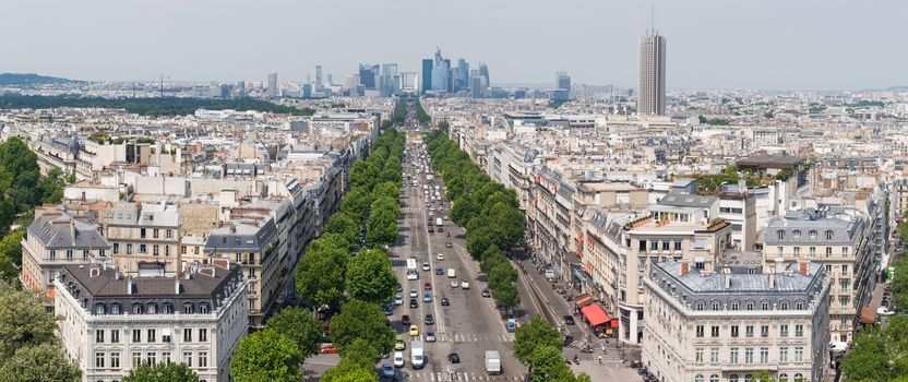 View on Avenue de la Grande Armée, Le Palais des Congrès de Paris and La Defence from L'Arc de Triomphe de l'Etoile