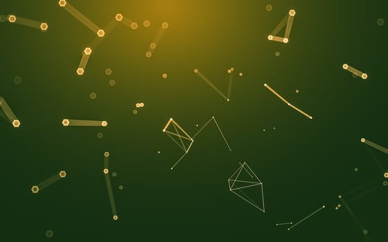 Abstract polygonal space low poly dark background with connecting dots and lines. Connection structure. 3d rendering