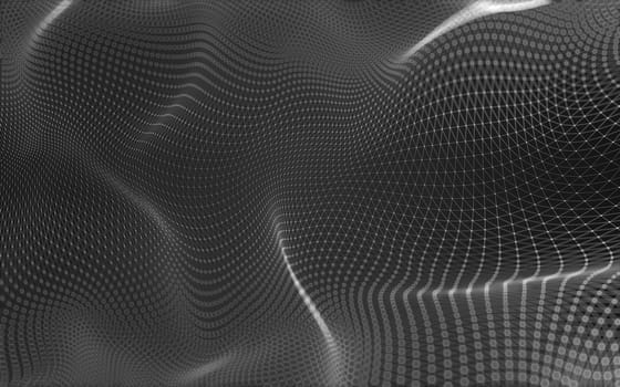 Abstract polygonal space low poly dark background with connecting dots and lines. Connection structure. 3d rendering