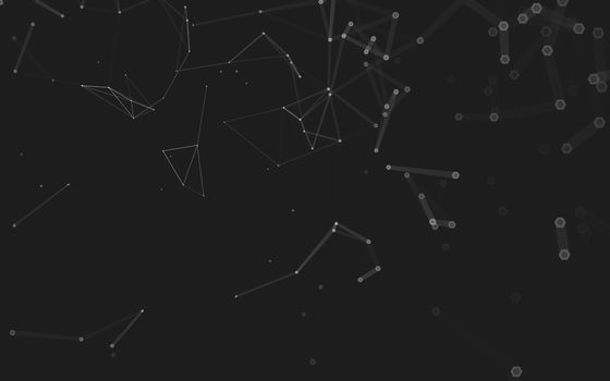 Abstract polygonal space low poly dark background with connecting dots and lines. Connection structure. 3d rendering