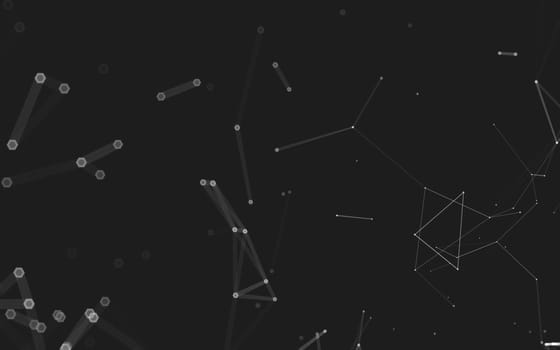 Abstract polygonal space low poly dark background with connecting dots and lines. Connection structure. 3d rendering