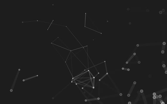 Abstract polygonal space low poly dark background with connecting dots and lines. Connection structure. 3d rendering