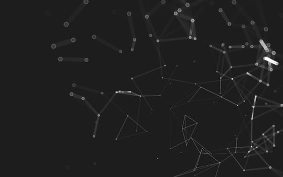 Abstract polygonal space low poly dark background with connecting dots and lines. Connection structure. 3d rendering