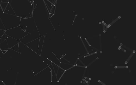 Abstract polygonal space low poly dark background with connecting dots and lines. Connection structure. 3d rendering