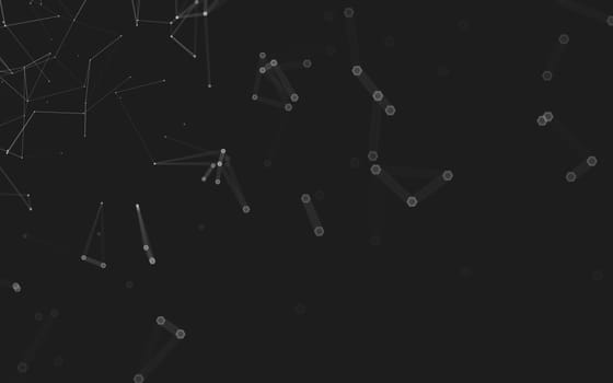 Abstract polygonal space low poly dark background with connecting dots and lines. Connection structure. 3d rendering