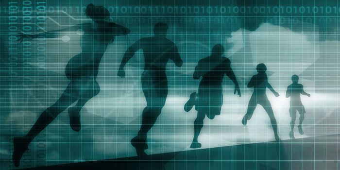 Fitness App Tracker Software Silhouette Illustration
