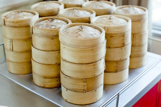 stack of bamboo steamer