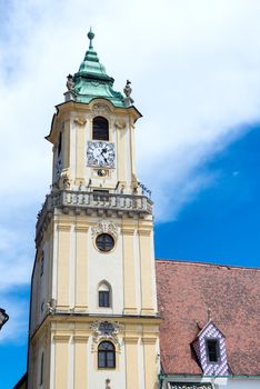 Bratislava city - view of Old Town Hall from Main Square in Bratislava