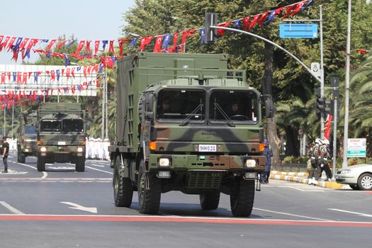 ISTANBUL, TURKEY - AUGUST 30, 2015: Military vehicle during 93th anniversary of 30 August Turkish Victory Day parade on Vatan Avenue