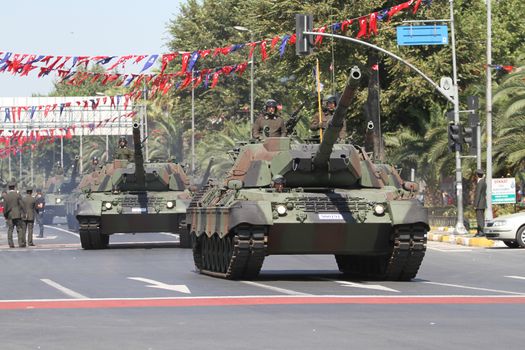 ISTANBUL, TURKEY - AUGUST 30, 2015: Tank during 93th anniversary of 30 August Turkish Victory Day parade on Vatan Avenue