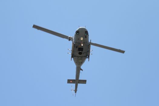 ISTANBUL, TURKEY - AUGUST 30, 2015: Coast Guard Helicopter during 93th anniversary of 30 August Turkish Victory Day parade on Vatan Avenue