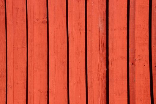 Red painted wooden worn wall of plank background