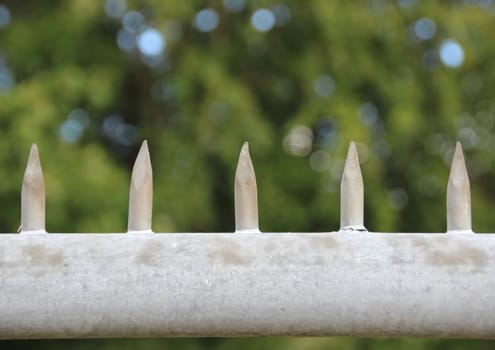 Metal spikes on top of security fence