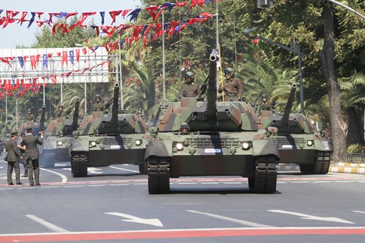 ISTANBUL, TURKEY - AUGUST 30, 2015: Tank during 93th anniversary of 30 August Turkish Victory Day parade on Vatan Avenue