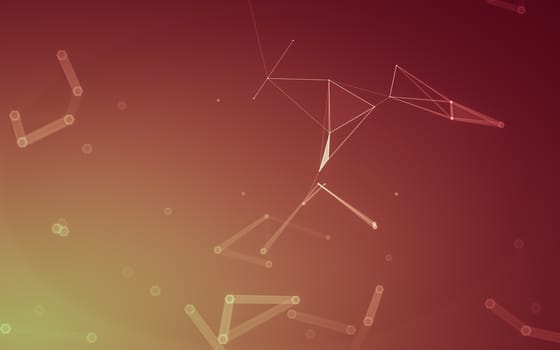 Abstract polygonal space low poly dark background with connecting dots and lines. Connection structure. 3d rendering