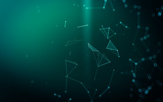 Abstract polygonal space low poly dark background with connecting dots and lines. Connection structure. 3d rendering