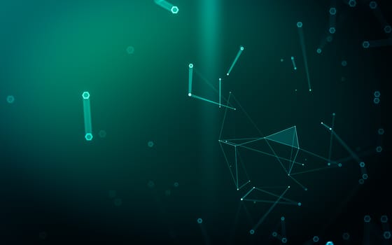 Abstract polygonal space low poly dark background with connecting dots and lines. Connection structure. 3d rendering