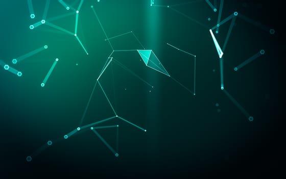 Abstract polygonal space low poly dark background with connecting dots and lines. Connection structure. 3d rendering