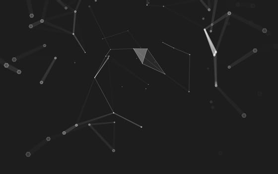 Abstract polygonal space low poly dark background with connecting dots and lines. Connection structure. 3d rendering