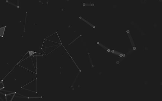 Abstract polygonal space low poly dark background with connecting dots and lines. Connection structure. 3d rendering