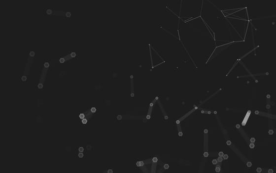 Abstract polygonal space low poly dark background with connecting dots and lines. Connection structure. 3d rendering