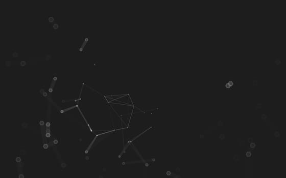 Abstract polygonal space low poly dark background with connecting dots and lines. Connection structure. 3d rendering