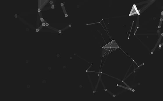 Abstract polygonal space low poly dark background with connecting dots and lines. Connection structure. 3d rendering