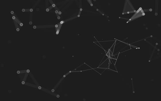 Abstract polygonal space low poly dark background with connecting dots and lines. Connection structure. 3d rendering