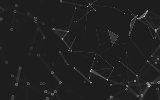 Abstract polygonal space low poly dark background with connecting dots and lines. Connection structure. 3d rendering