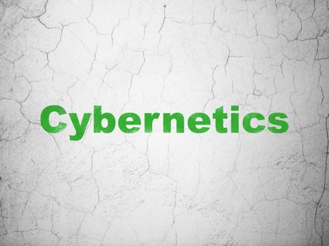 Science concept: Green Cybernetics on textured concrete wall background
