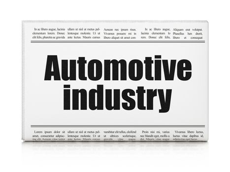 Manufacuring concept: newspaper headline Automotive Industry on White background, 3D rendering