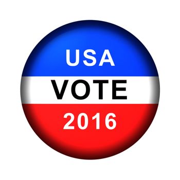 Red white and blue vote button for 2016