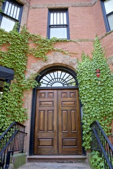 Wooden door, Home in Boston, USA.